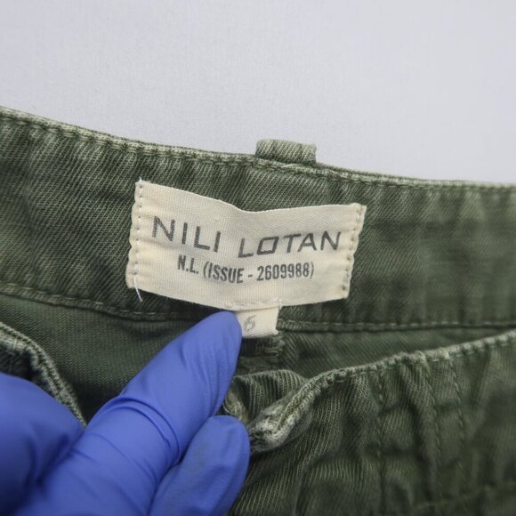 Nili Lotan Luna Linen Blend Pants Size 6 Drop Crotch Baggy Trousers Green - Picture 8 of 13